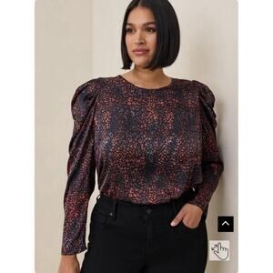 Torrid Satin Mock Neck Puff Sleeve Top Plus Size 3 (3X) New